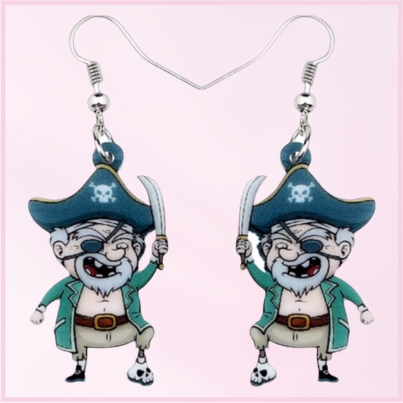 Pirate Skull Acrylic Earrings - Picture 3 of 9